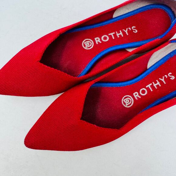 Rothy’s The Point Red Knit Flats Women’s Size 7.5 - Picture 2 of 13